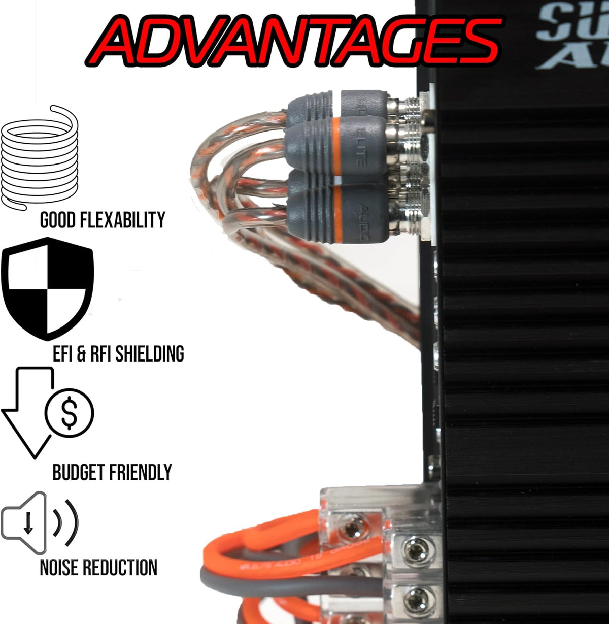 Elite Audio EA-RCA1.5 Standard 2-Ch RCA Cable - 1.5ft. Male to Male Twisted Wire Pair with Noise Reduction