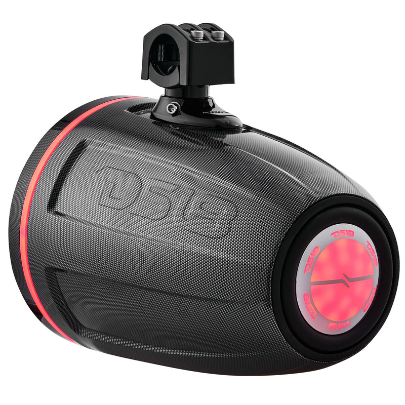 DS18 DS-CF-X10TP.NS HYDRO 10 Inch Marine Tower with Integrated RGB LED Lights No Speakers Black Carbon Fiber DS18