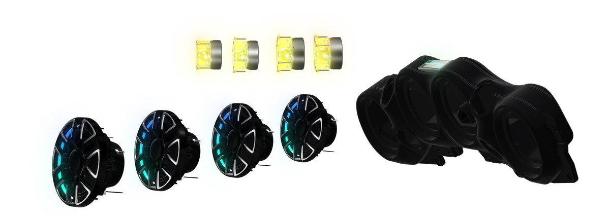 DS18 NVY-JLSBARLD Jeep JL/JLU/JT Loaded Sound Bar – 4x 8” NVY-M8 Speakers, 4x PRO Tweeters & LED Lights