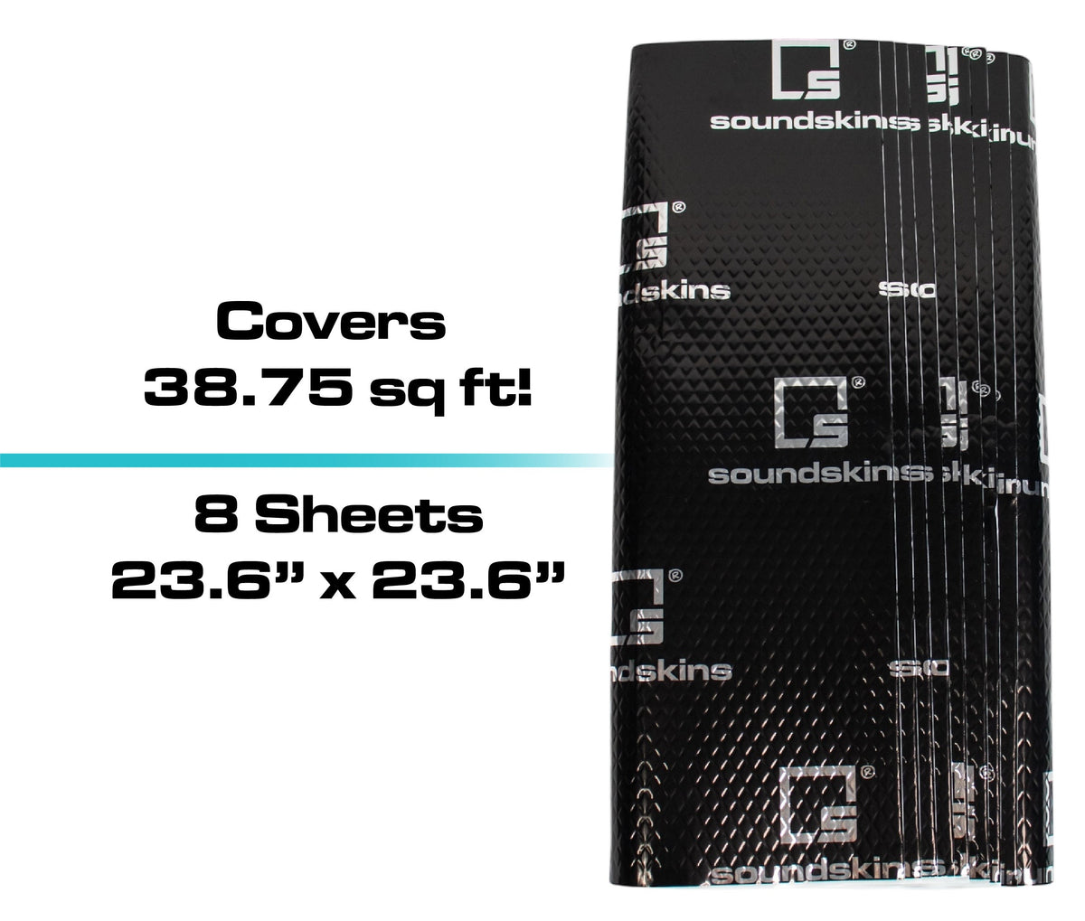 SoundSkins SSK-CLASSICSHEETS Classic Black Sheets Sound Deadening Kit Double Layer Mat | Pure Rubber Butyl & Diamond Embossed Foil, 38.75 sq ft