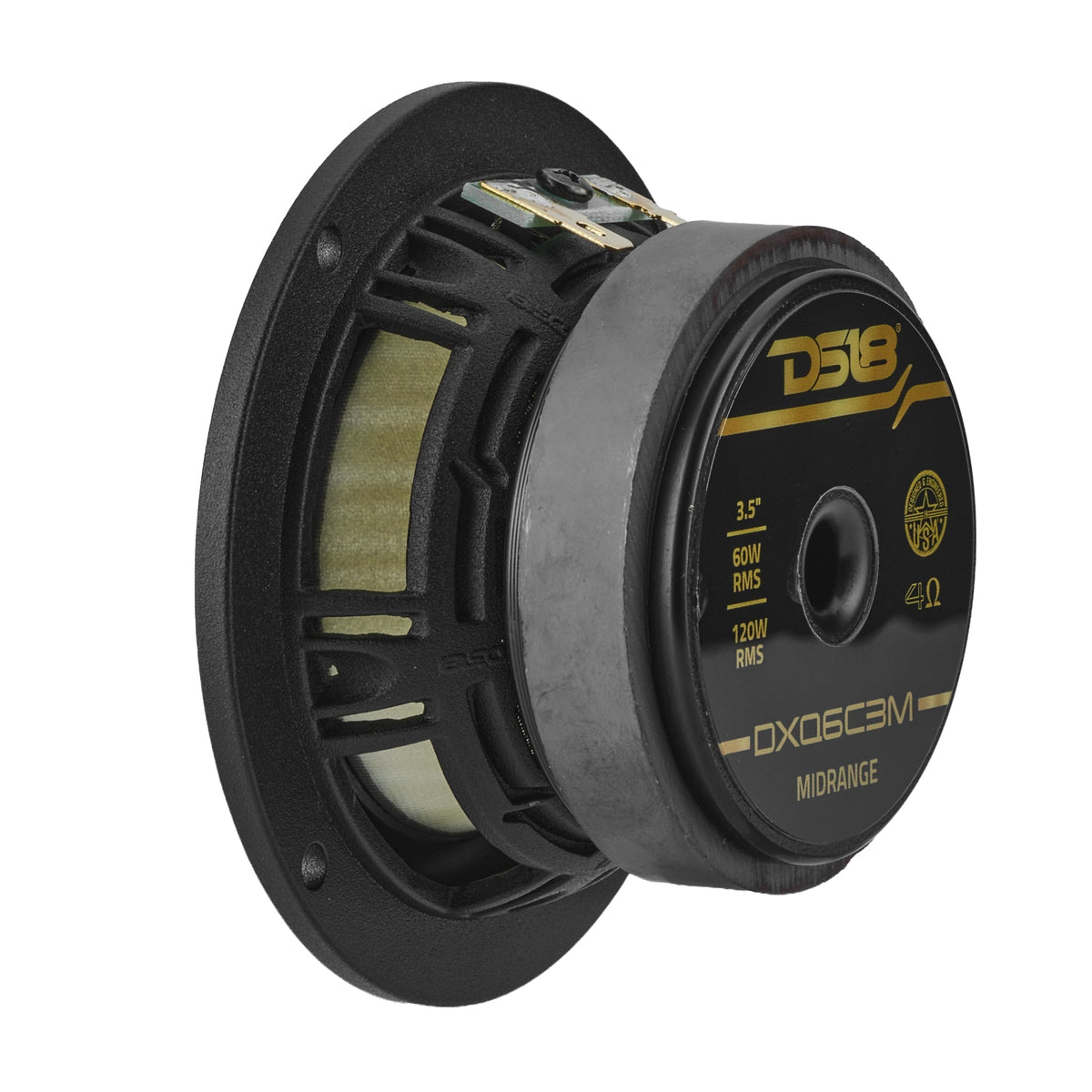 DS18 DXQ6C3 DXQ 6.5" 3-Way Component Speaker Set - 150W RMS, 4-Ohm, Yellow Straw Composite Cone DS18
