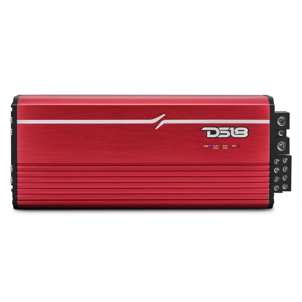 DS18 FRP-4K4/RD Compact 4-Channel Full-Range Class-D Amp – 4000W RMS - Red