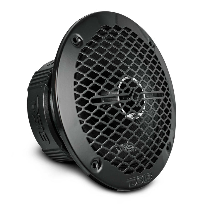 DS18 Car Audio Bundle – 4-Channel 300W RMS Amp + 4× 6.5" 225W RMS Coaxial Speakers with Bullet Tweeters