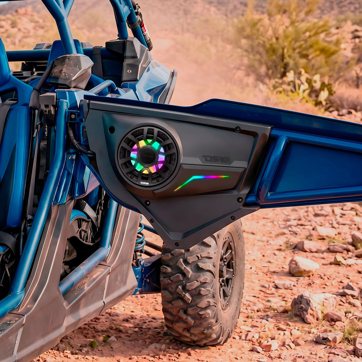 DS18 CA-X3FD6LD Can-Am Maverick X3 Front Door Speaker Panels - Loaded NXL-IQ 6.5" Speakers, LED Badge DS18