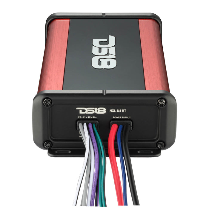 DS18 NXL-N4BT NXL 4-Channel Full-Range Class D Nano Amplifier – IP67 Waterproof Marine & Powersports with Built-In Bluetooth 5.1 Receiver | 1800W Peak