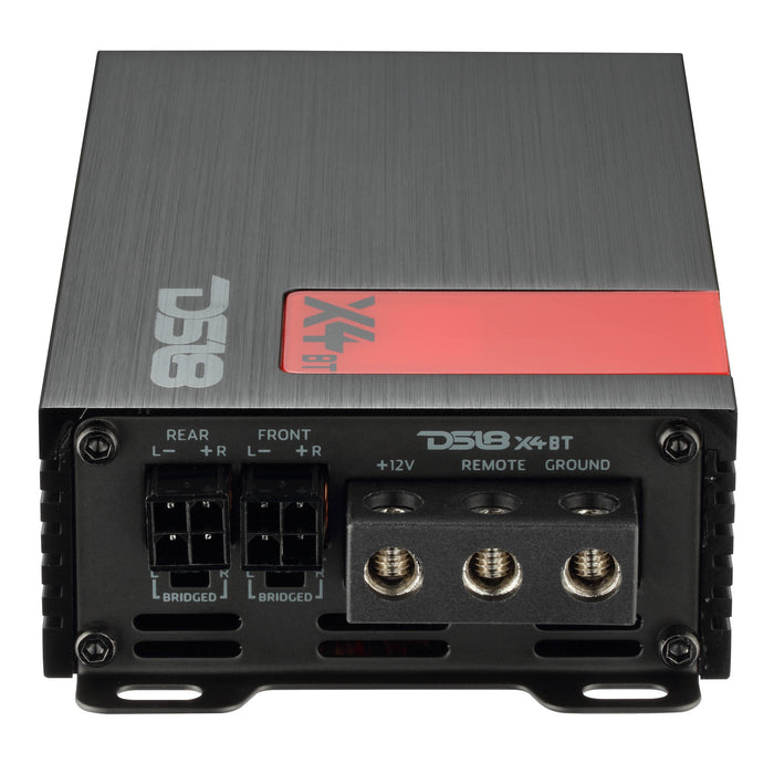DS18 X4BT Ultra Compact 4-Channel Class D Full-Range Amplifier with Bluetooth – 4 X 70 Watts RMS, 4 Ohm