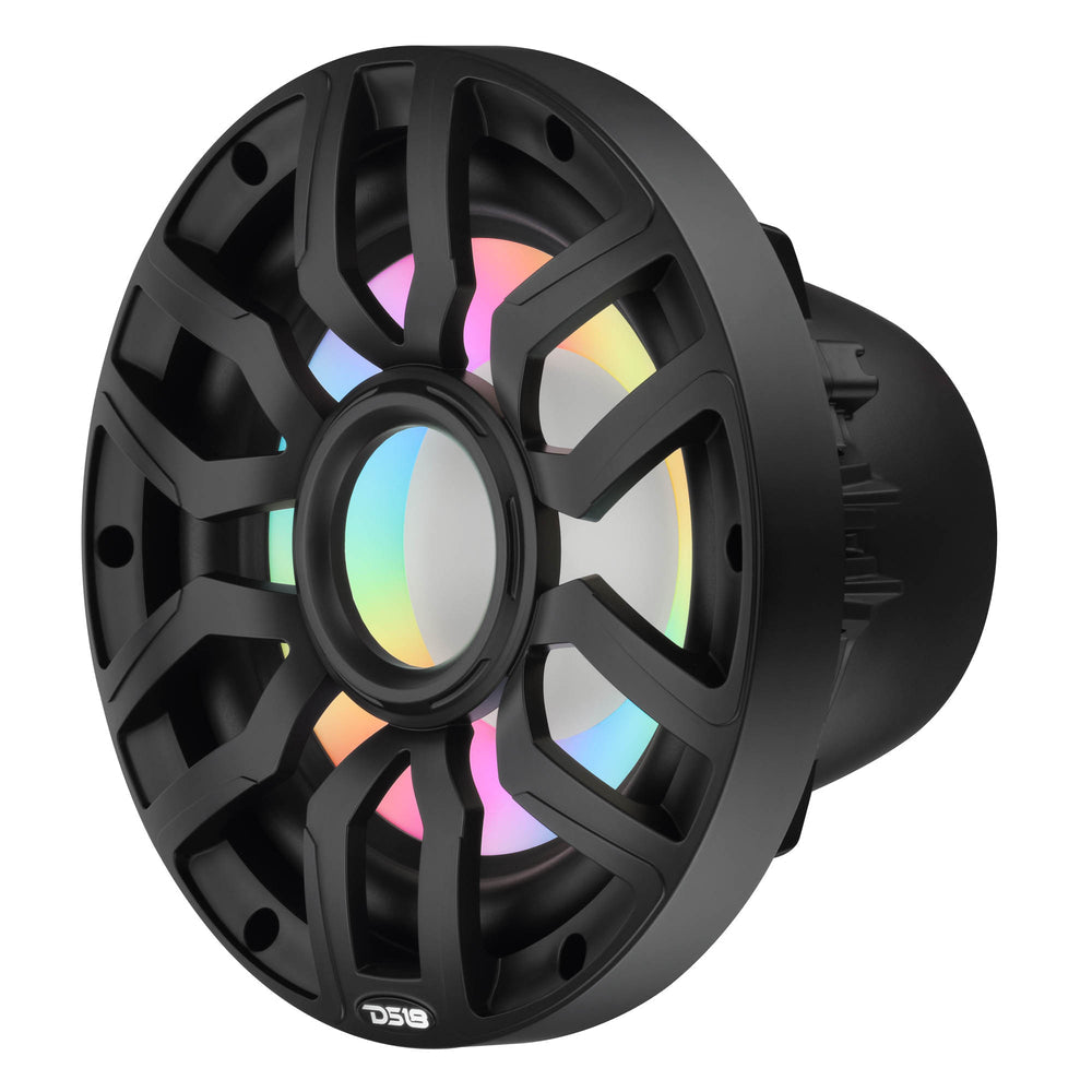 DS18 NXL-IQ10SUB/BK 10” Marine Subwoofer 500W RMS 4 Ohm – Hybrid Magnet Motor, LED Lights, Removable Grille