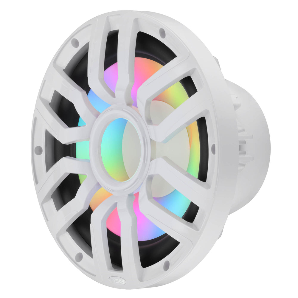DS18 NXL-IQ12SUB/WH 12" Marine Subwoofer 600W RMS 4 Ohm with Hybrid Magnet Motor, Removable Grille & LED Lights
