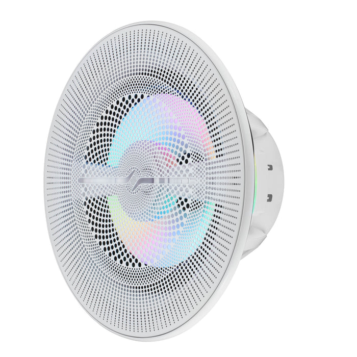 DS18 NXL-LXY6 6.5” Marine Grade Luxury Coaxial Speaker, Flush Magnetic Mount Grill Digital LED & Bullet Tweeter - White | 150W RMS 4-Ohm