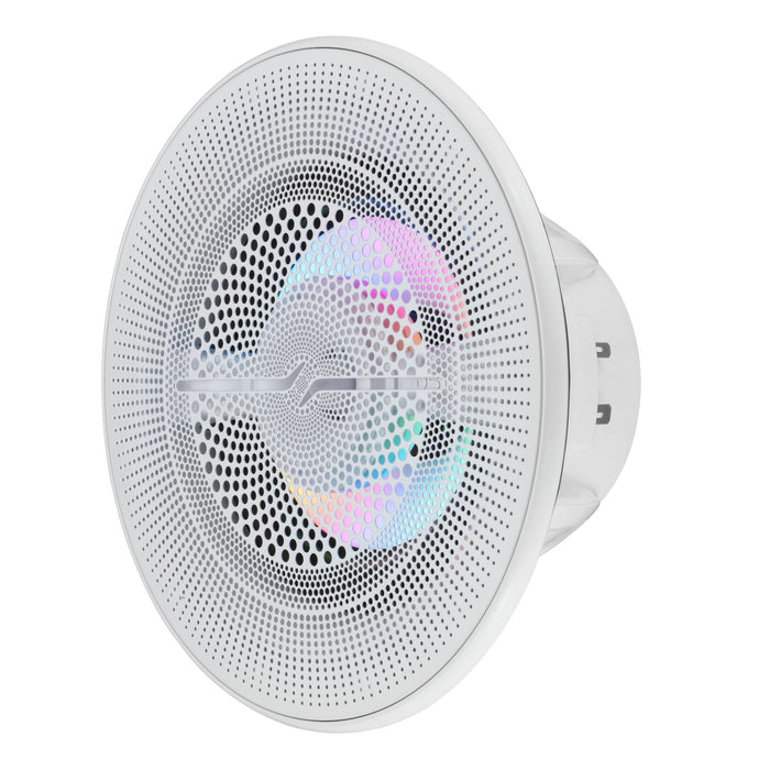 DS18 NXL-LXY8 8” Marine Grade Luxury Coaxial Speaker, Flush Magnetic Mount Grill Digital LED & Bullet tweeter - White