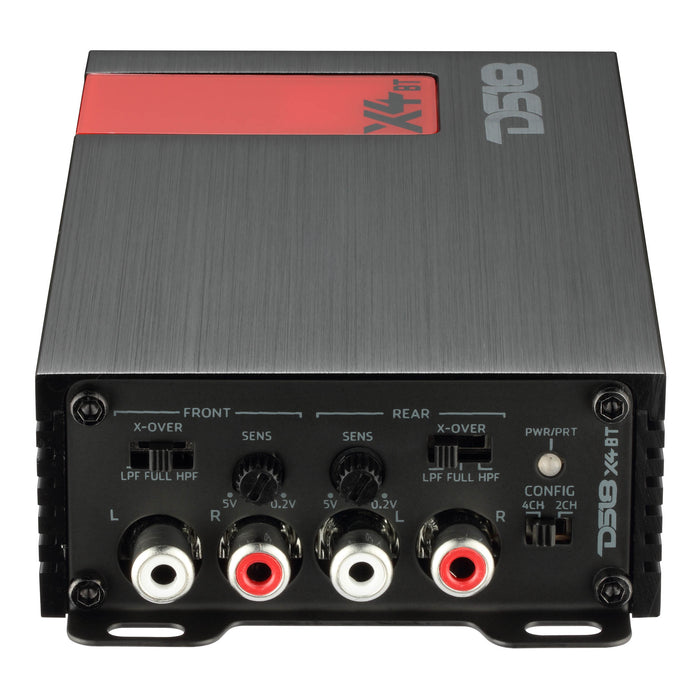 DS18 X4BT Ultra Compact 4-Channel Class D Full-Range Amplifier with Bluetooth – 4 X 70 Watts RMS, 4 Ohm