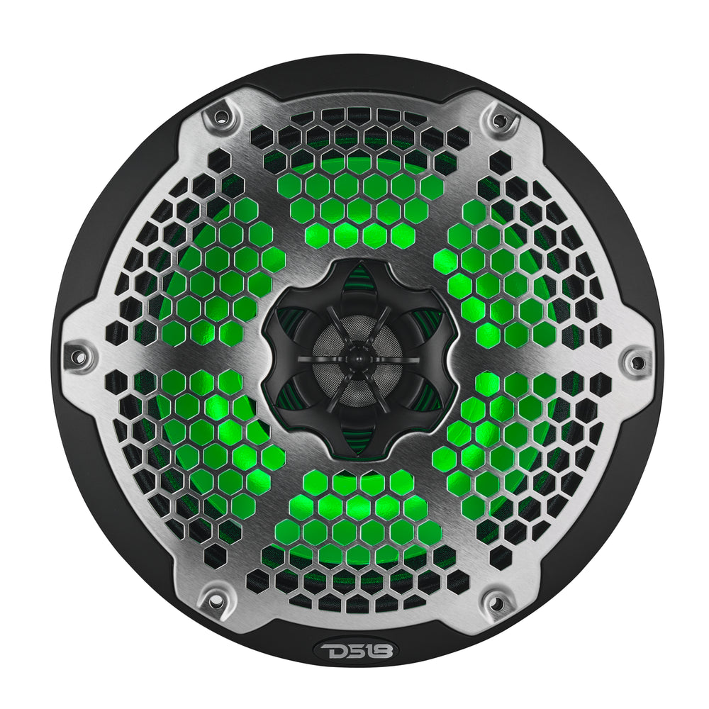 DS18 NXL-8MD/BK 8” Marine 2-Way Speaker 350W RMS 4-Ohm – RGB LED, Neodymium Magnet, Compression Driver, Waterproof