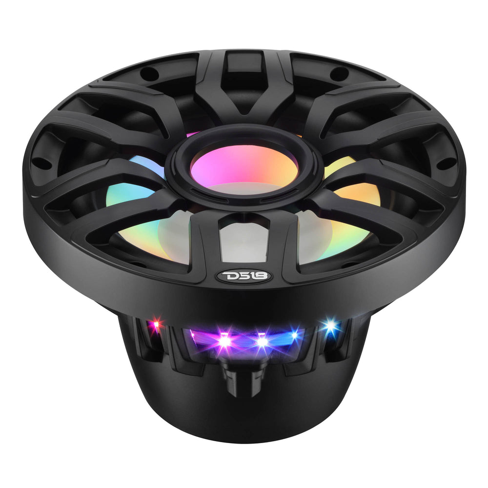 DS18 NXL-IQ10SUB/BK 10” Marine Subwoofer 500W RMS 4 Ohm – Hybrid Magnet Motor, LED Lights, Removable Grille