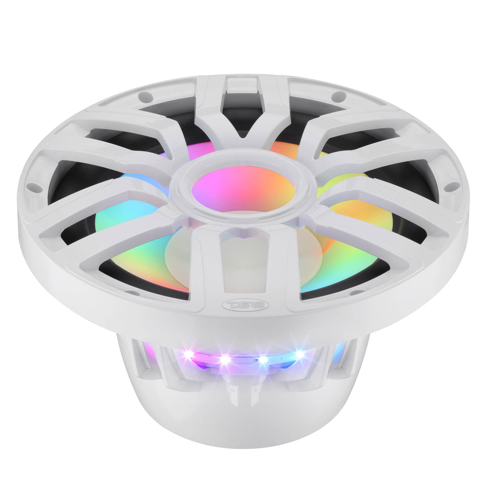 DS18 NXL-IQ12SUB/WH 12" Marine Subwoofer 600W RMS 4 Ohm with Hybrid Magnet Motor, Removable Grille & LED Lights