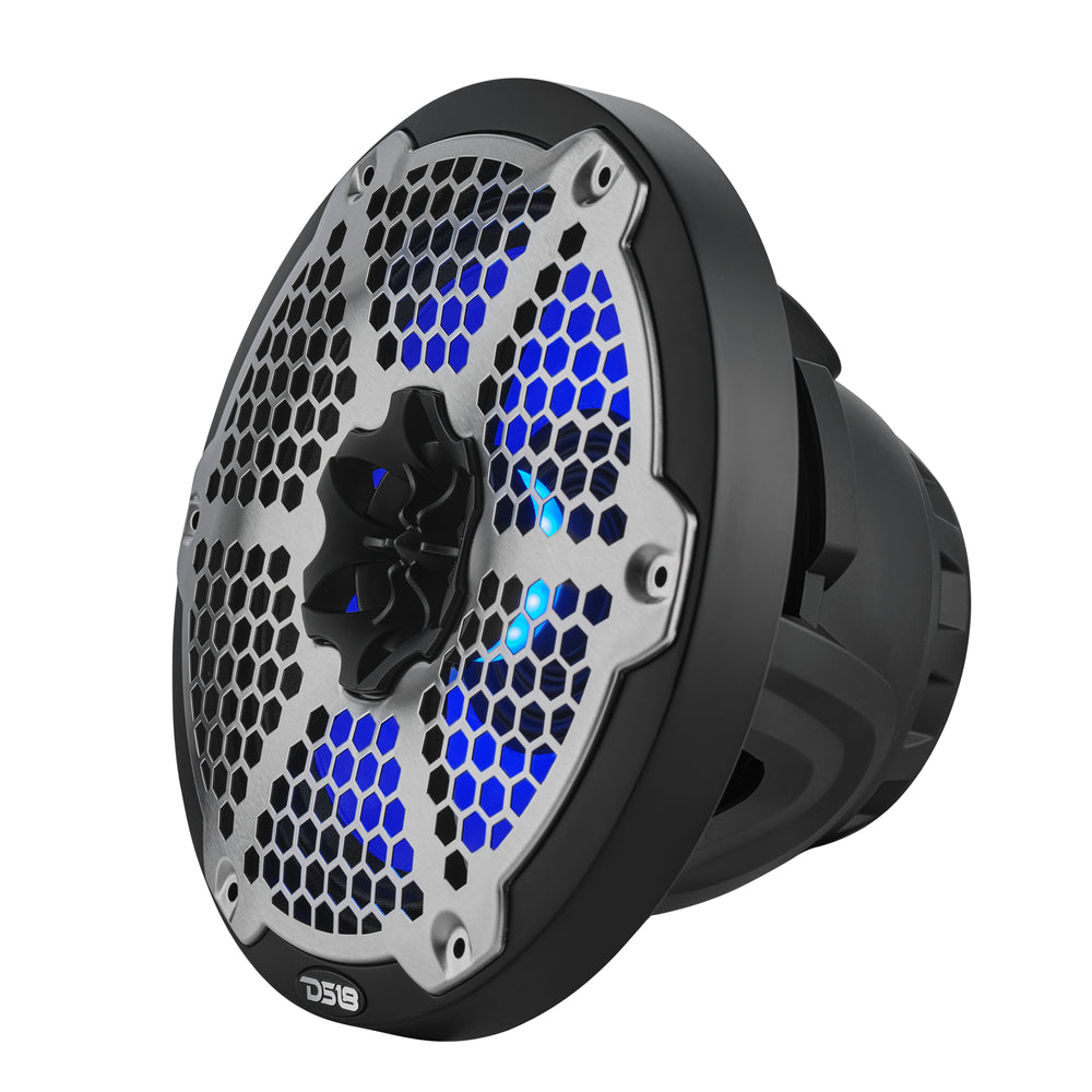 DS18 NXL-8MD/BK 8” Marine 2-Way Speaker 350W RMS 4-Ohm – RGB LED, Neodymium Magnet, Compression Driver, Waterproof