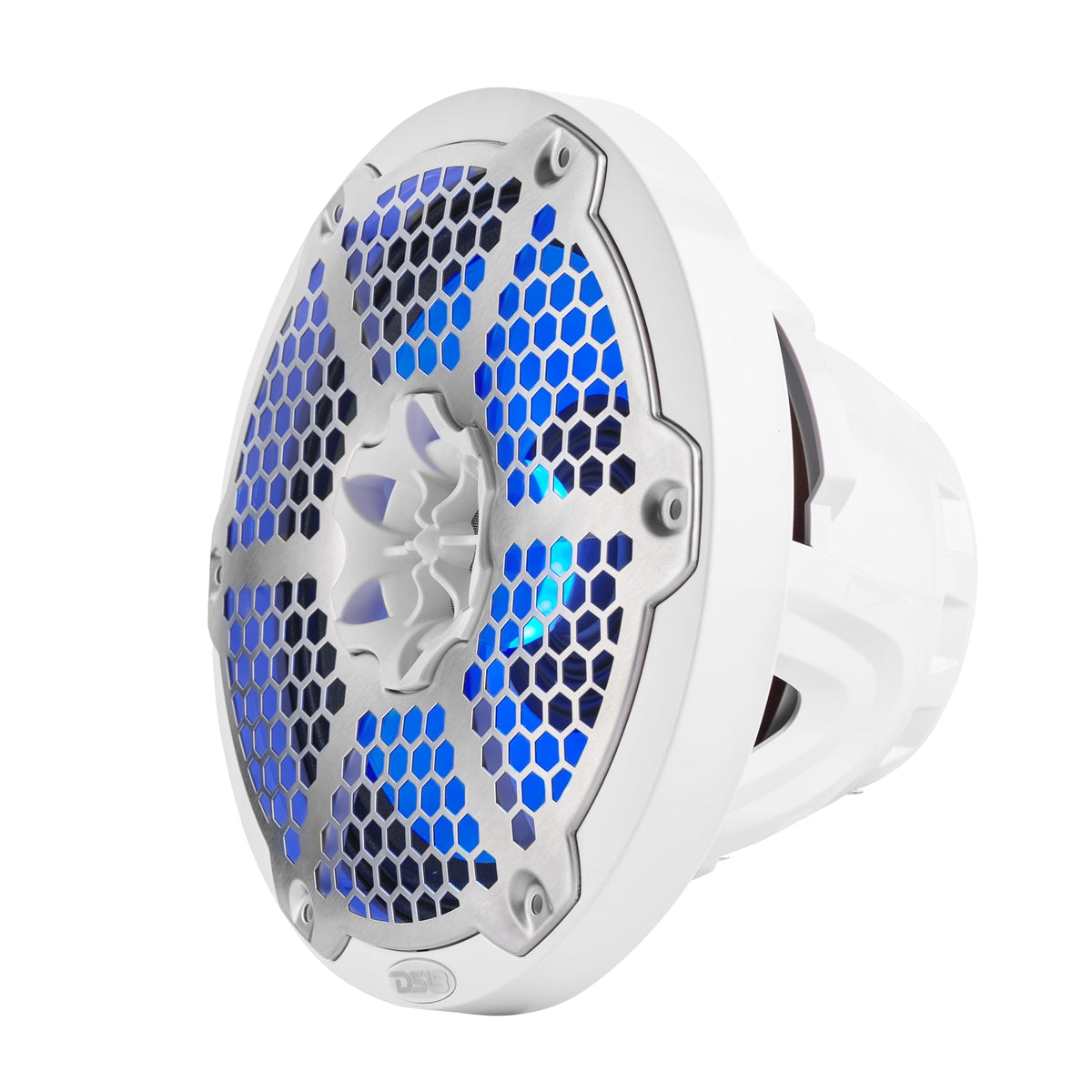 DS18 NXL-8MD/WH NXL 8" Marine 2-Way Hybrid Speakers with RGB LED - 350W RMS, 4-Ohm, White (Pair) DS18
