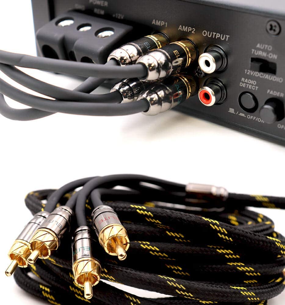 Elite Audio EA-PRO420 Professional 20ft 4-Ch RCA Cable – Oxygen-Free Copper, Triple Shielded, Brass Connectors