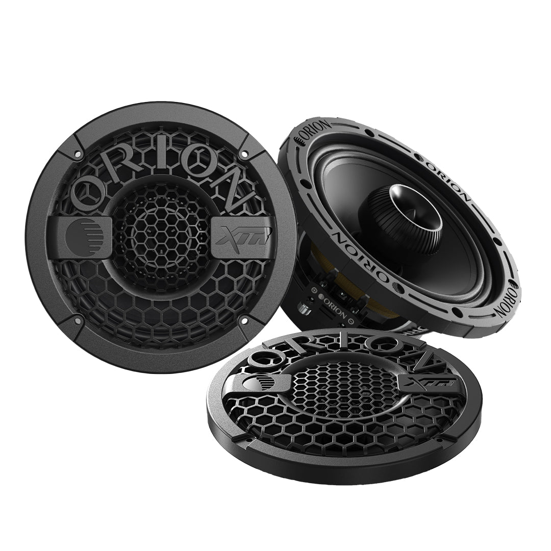Orion XMT65.2 6.5" 350W RMS 2-Ohm Coaxial Midrange Speakers – Water-Resistant Car Audio Pair w/ Grilles