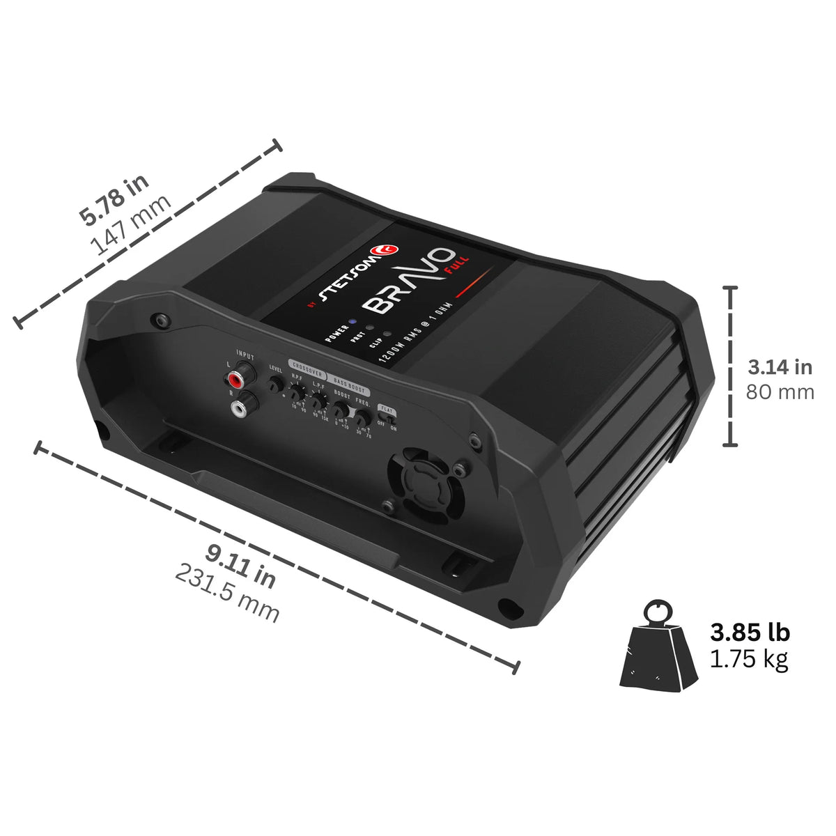 Stetsom BRAVO FULL 1.2k Digital Full-Range Amplifier Mono 1 Channel Class D 1200 Watts RMS (1 Ohm)