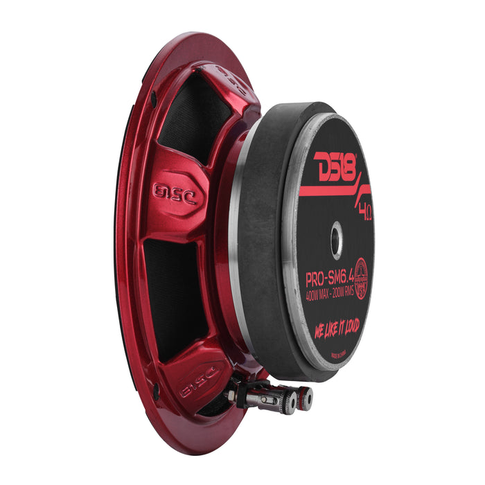 DS18 PRO-SM6.4 6.5" Shallow Water-Resistant Mid-Range Loudspeaker – 200W RMS, 4-Ohm | Marine & Powersports Audio Speaker