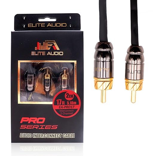 Elite Audio EA-PRO17 17ft RCA Audio Cable – Dual Channel, Oxygen-Free Copper, Triple Shielded, Brass Connectors