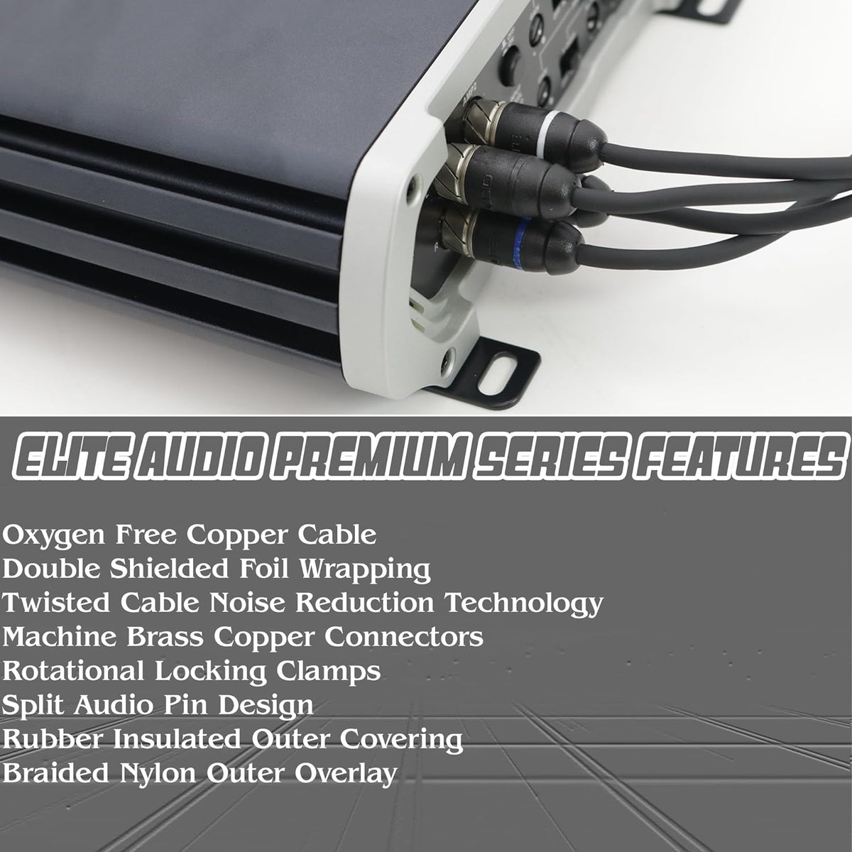 Elite Audio EA-PRM415 15ft RCA Cable – Premium 4-Channel Twisted Pair | Oxygen-Free Copper | Male to Male | Noise Reduction