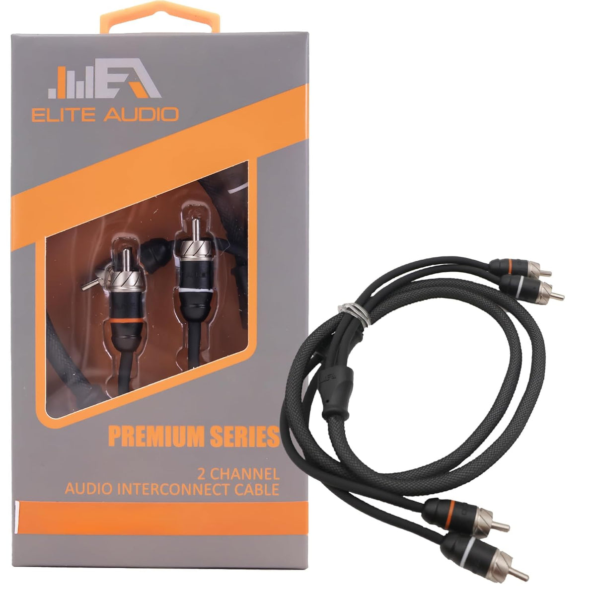 Elite Audio EA-PRM20 20ft RCA Cable – Premium 2-Channel Twisted Pair | Oxygen-Free Copper | Male to Male | Noise Reduction