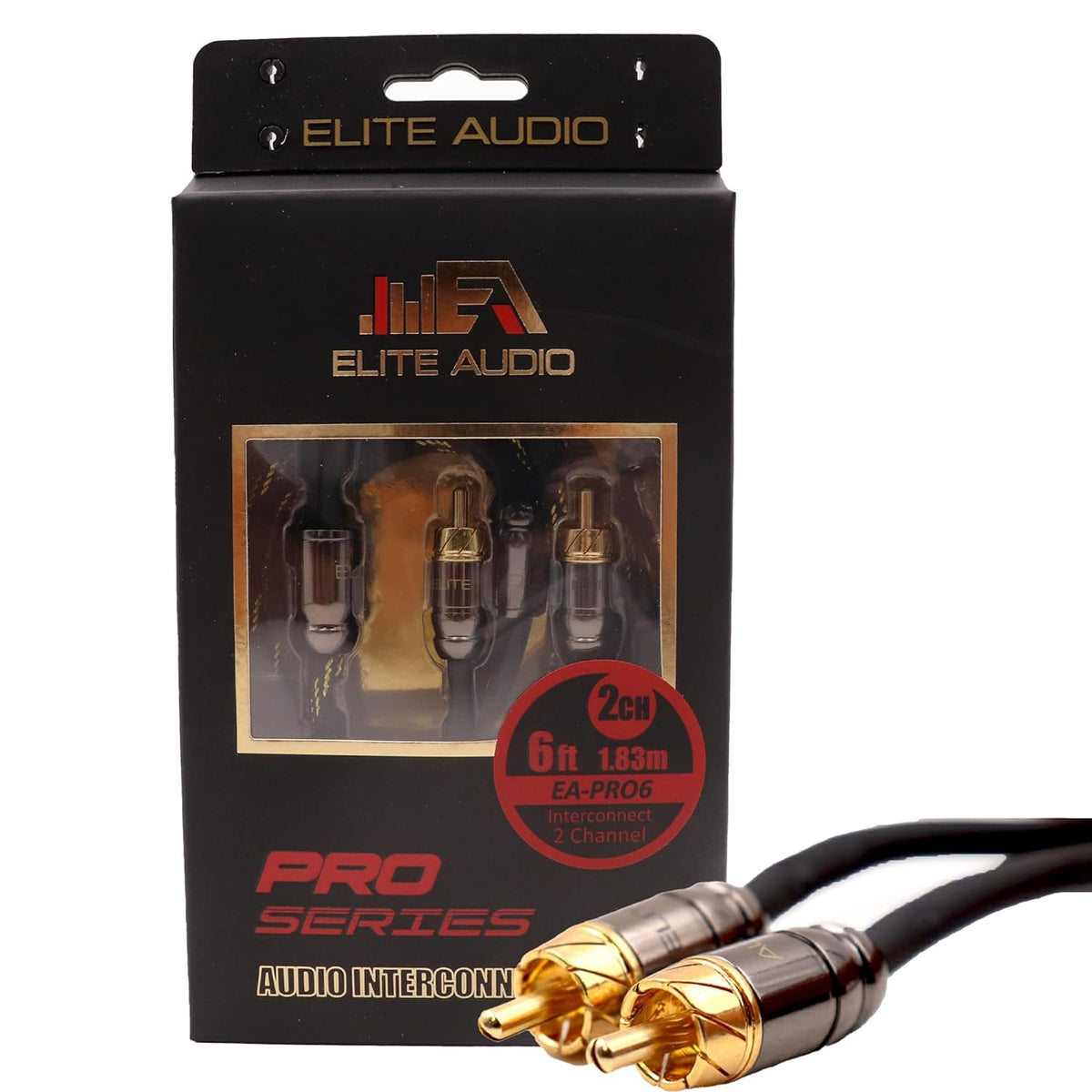 Elite Audio EA-PRO6 6ft RCA Audio Cable – 2-Channel, Oxygen-Free Copper, Triple Shielded, Brass Connectors, Professional Grade