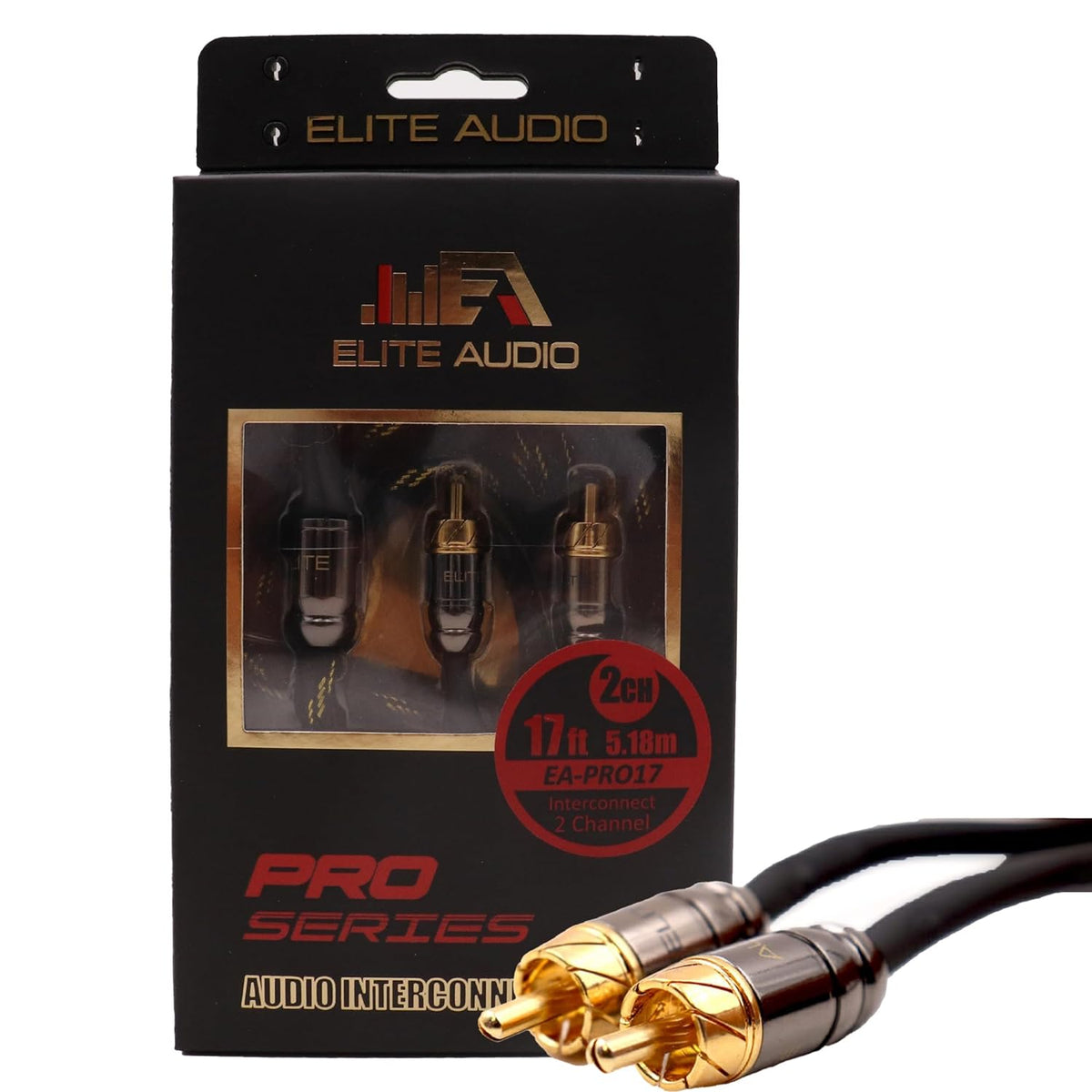 Elite Audio EA-PRO15 15ft RCA Audio Cable – Oxygen-Free Copper, Triple Shielded, Brass Connectors