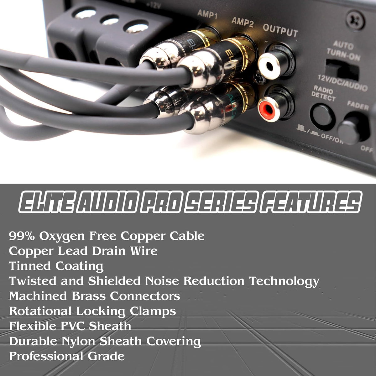 Elite Audio EA-PRO615 6-Channel RCA Cable – 15ft OFC Twisted Pair with Noise Reduction and Shielded Armor