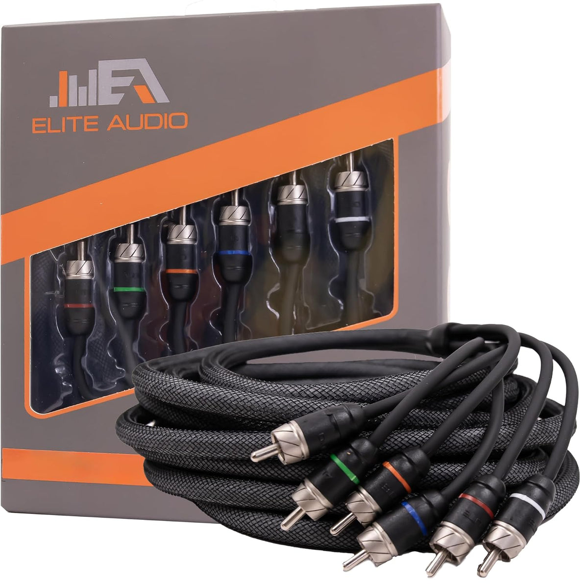 Elite Audio EA-PRM617 17ft 6-Channel RCA Cable – OFC Twisted Pair with Noise Reduction