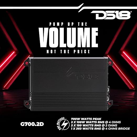 DS18 G700.2D 2-Channel Class D Full-Range Amplifier, 700W Max, 2 Ohm Stable, Bridgeable