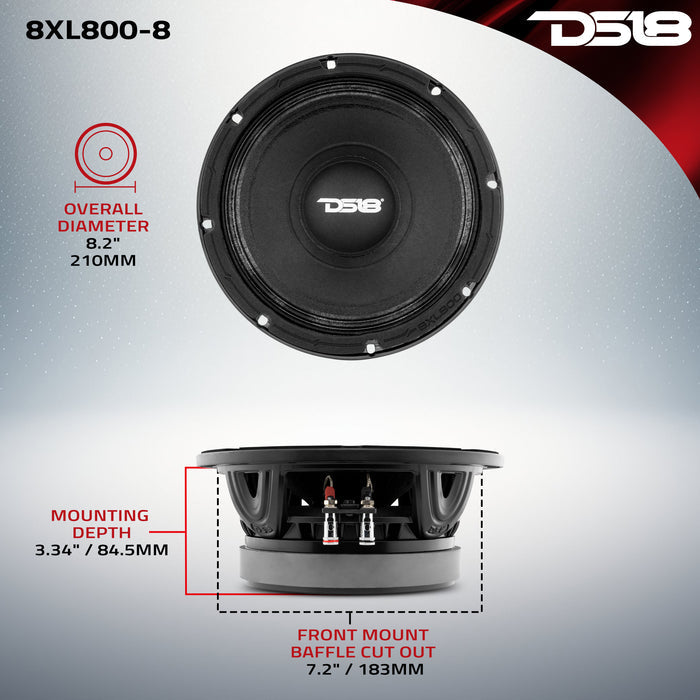 DS18 8XL800-8 XL 8" Mid-Range Loudspeaker 400 Watts Rms 8-Ohm