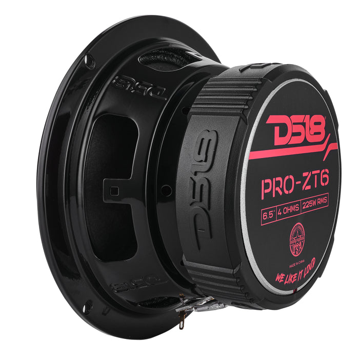 DS18 PRO-ZT6 6.5" Coaxial Midrange Speaker with Bullet Tweeter - Water resistance, Cone Built-in Bullet Tweeter and Grill 225W RMS 4-Ohm