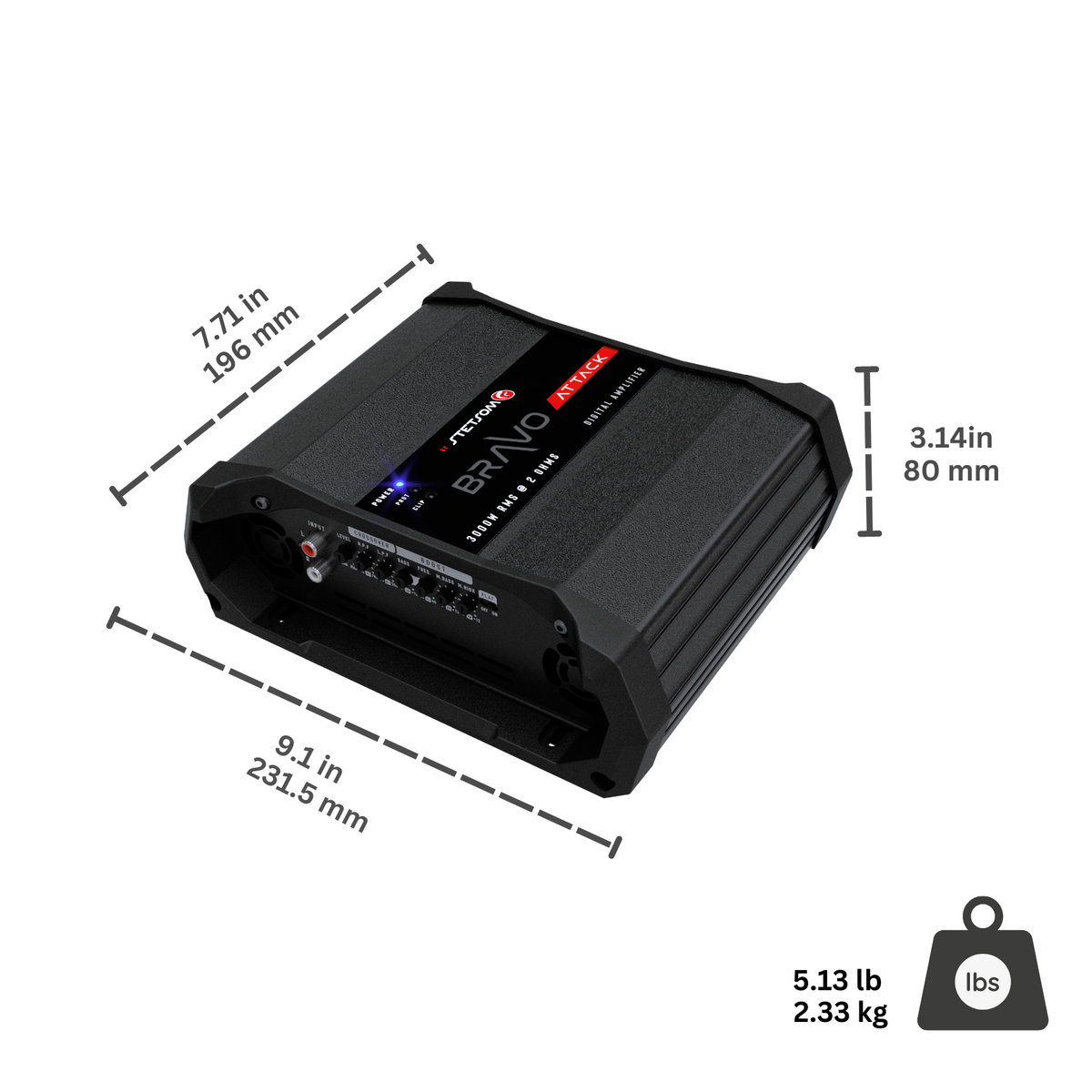 Stetsom BRAVO ATTACK 3000 4-Ohm Mono Full-Range Digital Amplifier - 3000W RMS, 1 Channel