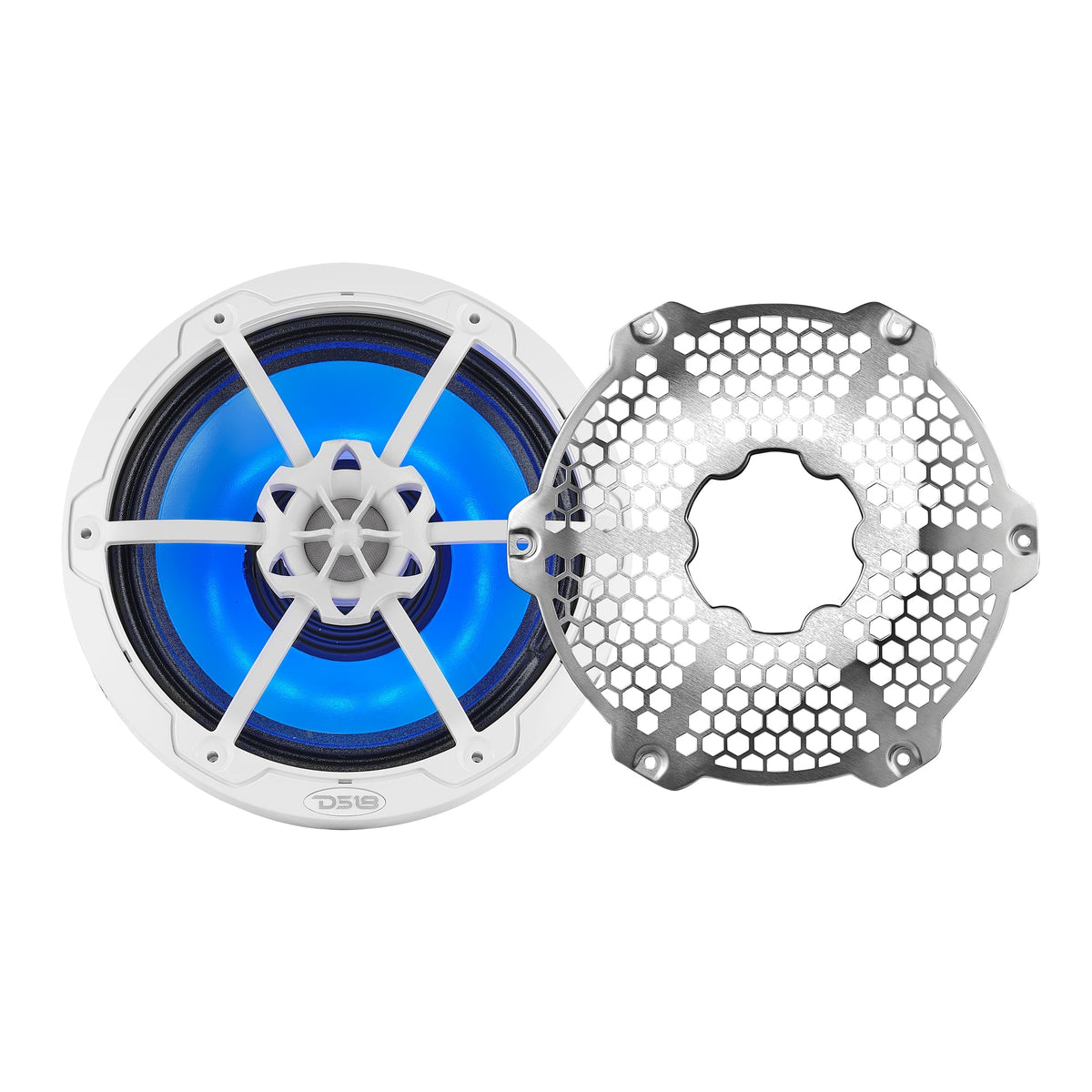 DS18 NXL-8MD/WH NXL 8" Marine 2-Way Hybrid Speakers with RGB LED - 350W RMS, 4-Ohm, White (Pair) DS18