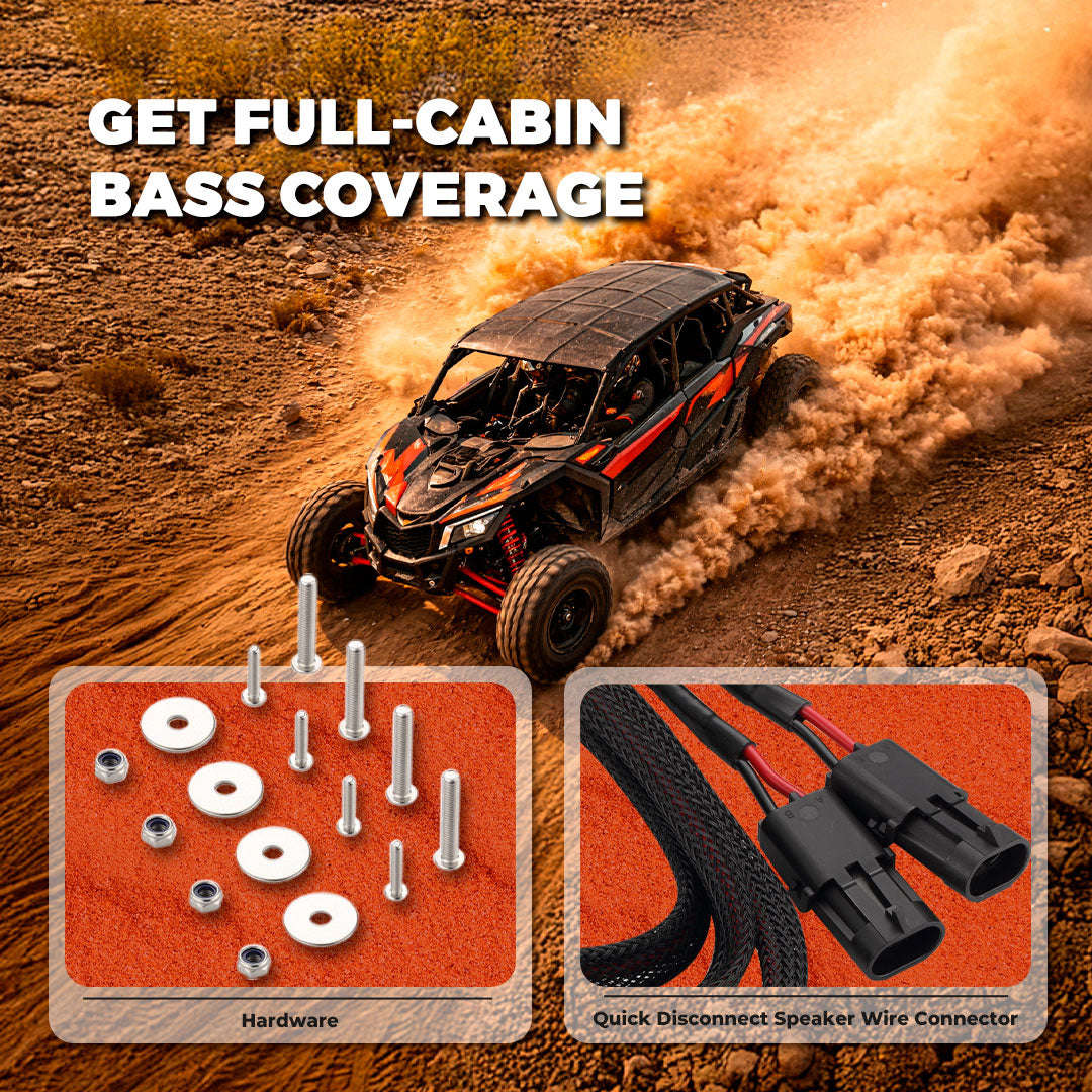 DS18 CA-X3BASS10LD/PB Can-Am X3 4-Door 10" Loaded Under-Seat Sub Box, Rear Passenger - 600W RMS DS18