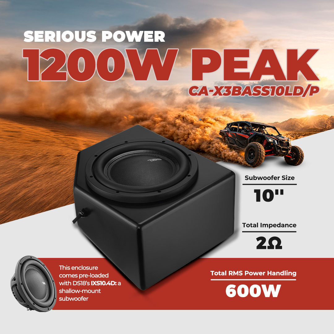 DS18 CA-X3BASS10LD/P Can-Am X3 10" Loaded Under-Seat Sub Box, Front Passenger - 600W RMS DS18