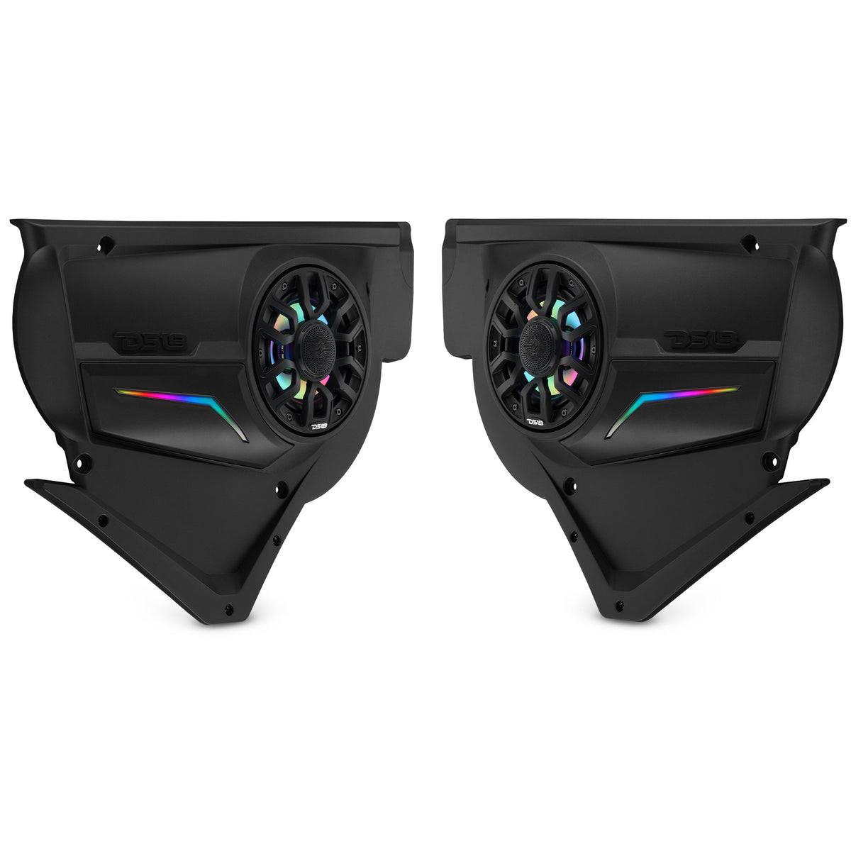 DS18 CA-X3FD6LD Can-Am Maverick X3 Front Door Speaker Panels - Loaded NXL-IQ 6.5" Speakers, LED Badge DS18