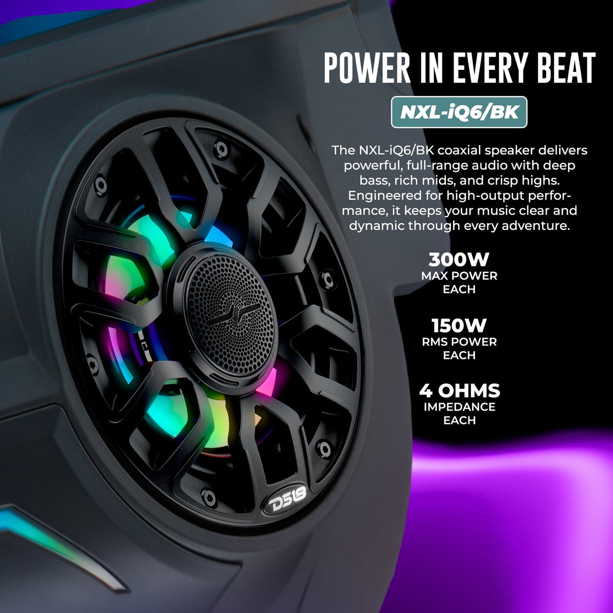 DS18 CA-X3FD6LD Can-Am Maverick X3 Front Door Speaker Panels - Loaded NXL-IQ 6.5" Speakers, LED Badge DS18