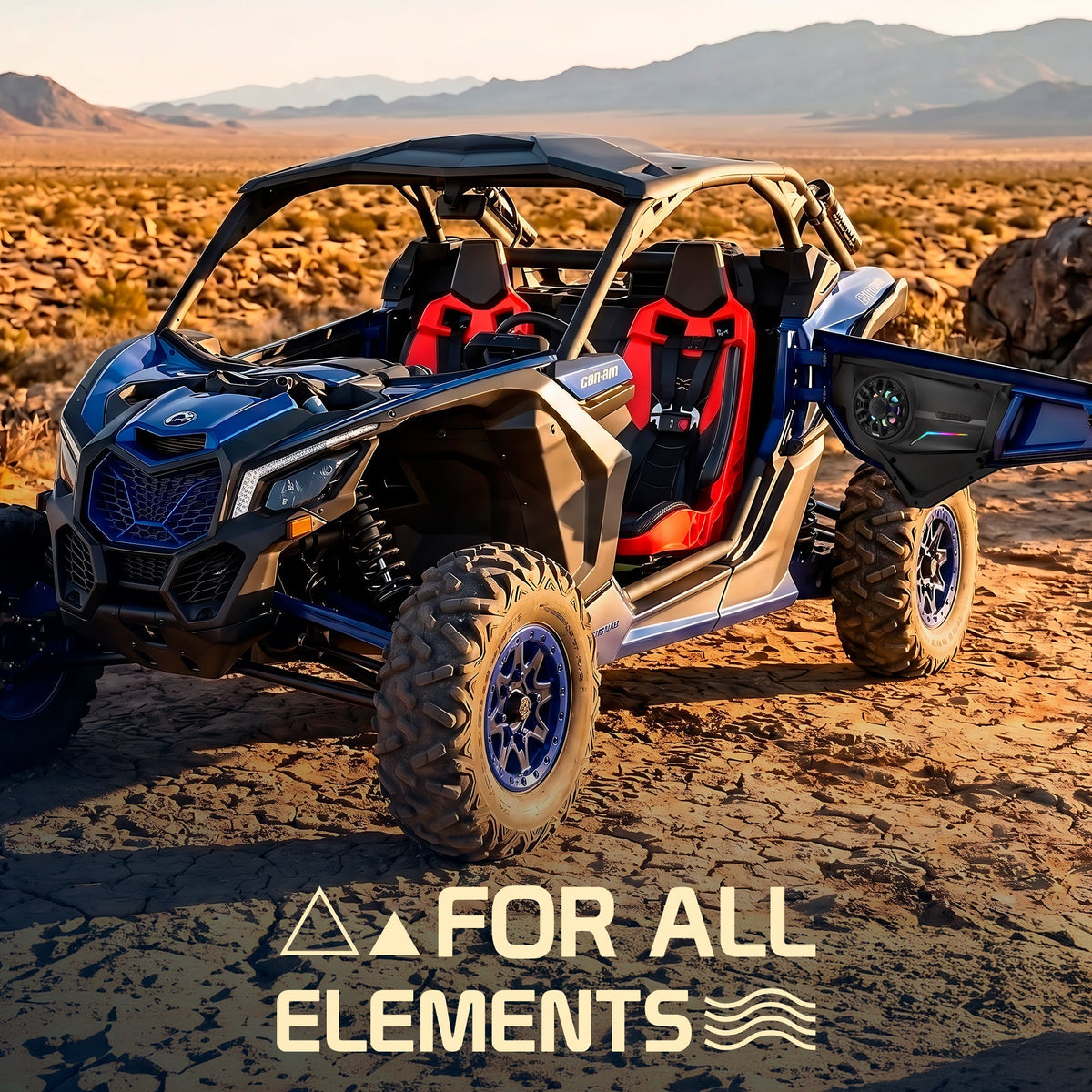 DS18 CA-X3FD6LD Can-Am Maverick X3 Front Door Speaker Panels - Loaded NXL-IQ 6.5" Speakers, LED Badge DS18
