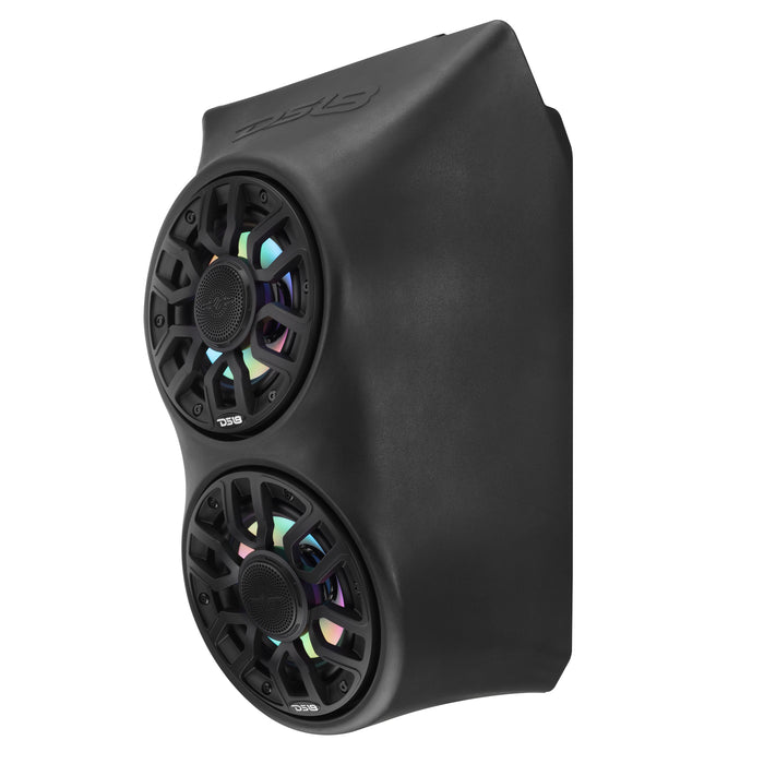 DS18 CA-X3WFCC66LD Can-Am Maverick X3 (2017+) Waterfall Center Console Speaker Pod – Dual NXL-IQ6/BK Speakers with LED Lighting