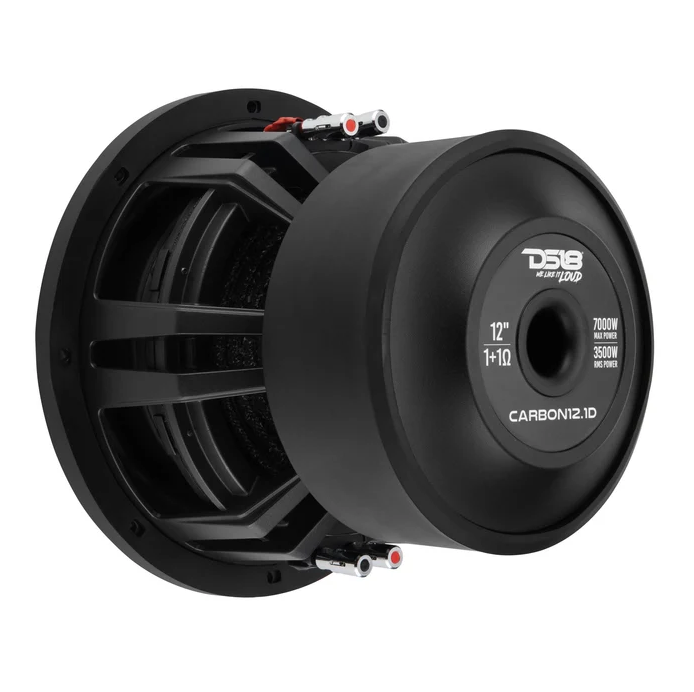DS18 Carbon12.1D-12" High Excursion Subwoofer with Carbon Fiber Cone | 3500W RMS / 7000W Peak | Dual 1-Ohm Voice Coil