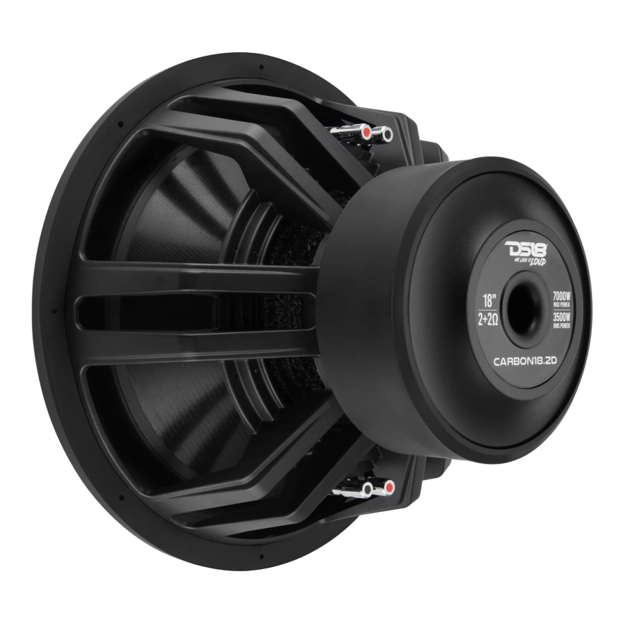DS18 Carbon18.2D- 18" High Excursion Subwoofer with Carbon Fiber Cone | 3500W RMS / 7000W Peak | Dual 2-Ohm Voice Coil