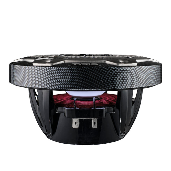 DS18 NXL 6.5” Marine Coaxial Speaker – RGB LED, 100W RMS, 4-Ohm, Black Carbon Fibe