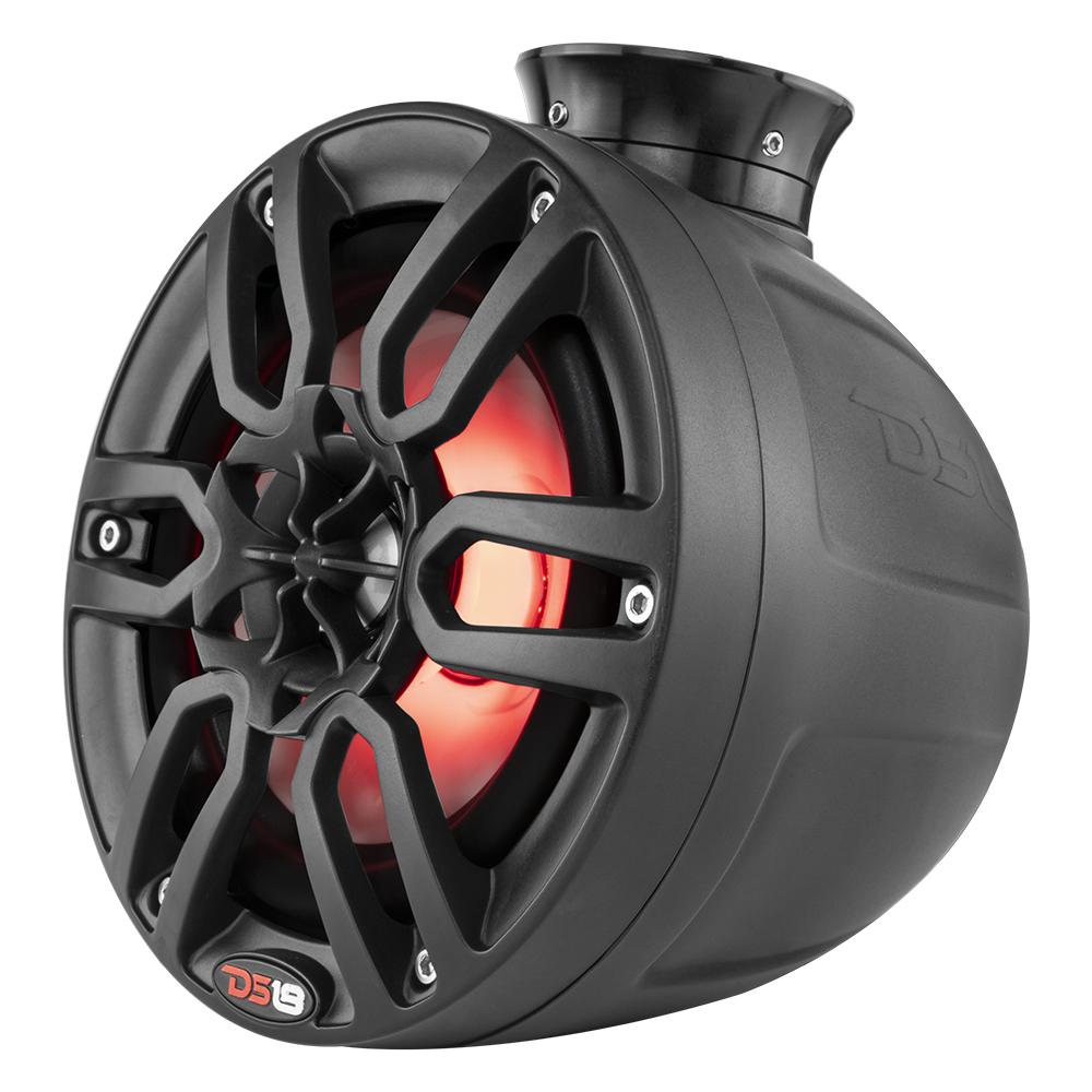 DS18 DS-CF-PS6 HYDRO 6.5 Inch Short Marine Towers W/ Flat and Pole Mount RGB LED Lights 375 Watts Black Carbon Fiber DS18