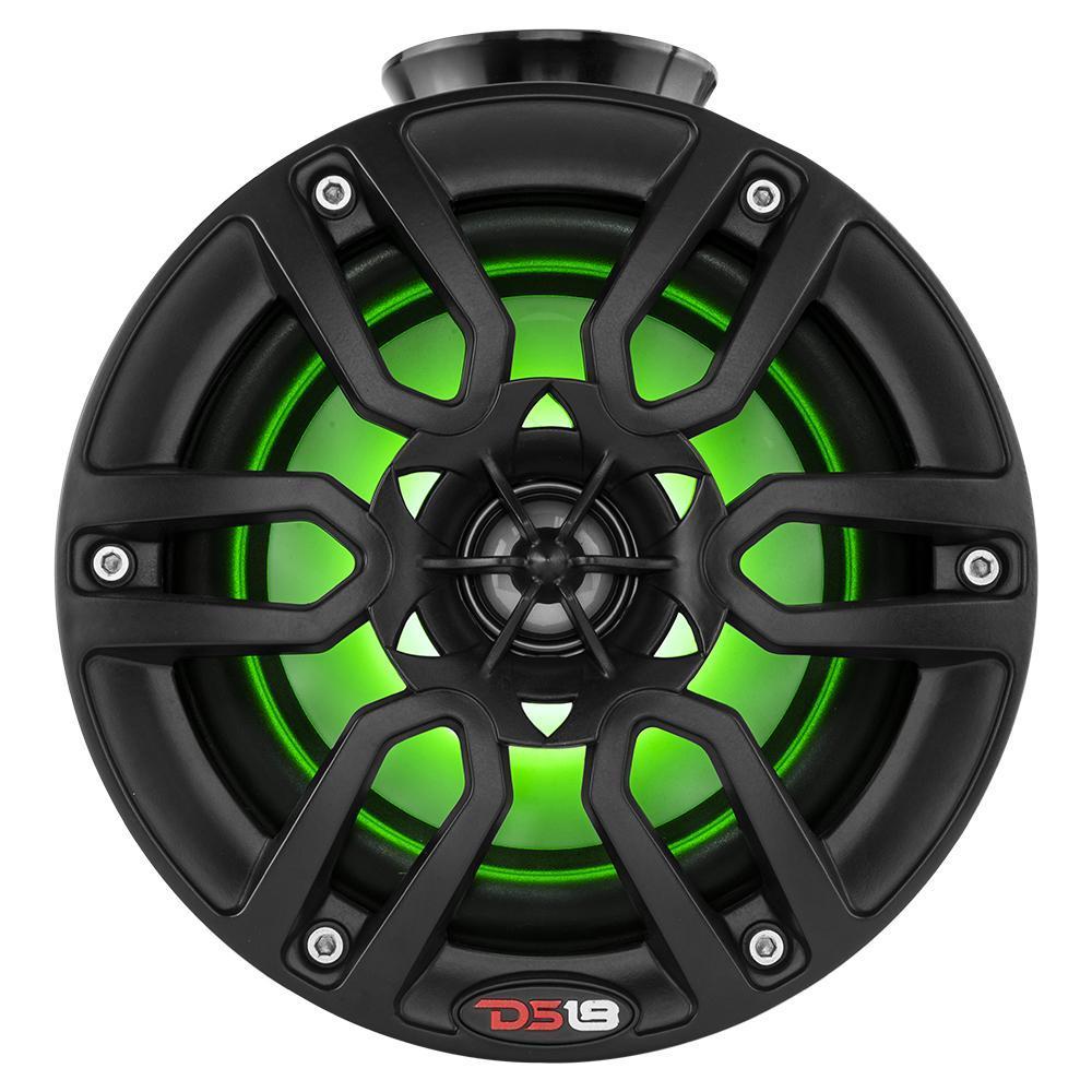 DS18 DS-CF-PS6 HYDRO 6.5 Inch Short Marine Towers W/ Flat and Pole Mount RGB LED Lights 375 Watts Black Carbon Fiber DS18