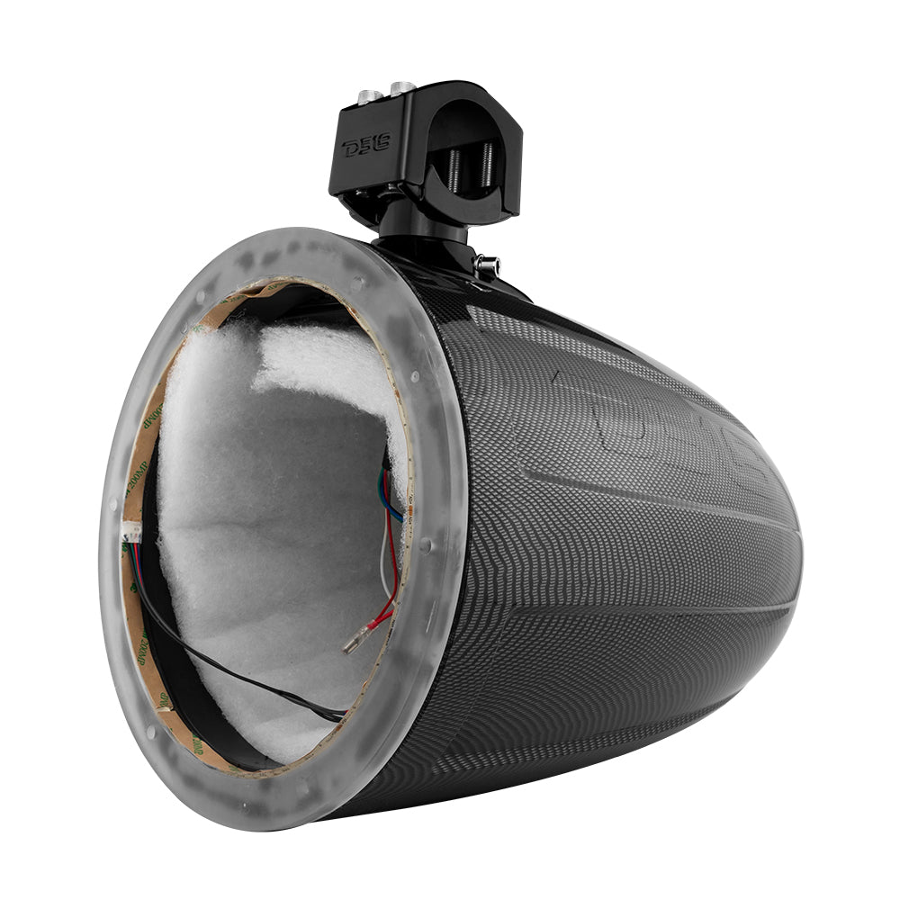 DS18 DS-CF-X10TP.NS HYDRO 10 Inch Marine Tower with Integrated RGB LED Lights No Speakers Black Carbon Fiber DS18