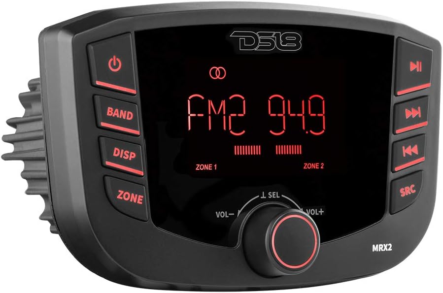 DS18 DS-MRX2 Marine Headunit LCD screen 2 Zones 4 volts Output BT RDS 4X40 Watts DS18