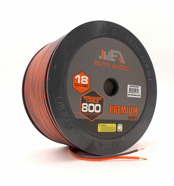 Elite Audio EA-PRM18G-SPWR 800ft 18 Gauge CCA Speaker Wire – Premium Cable for Car Audio Systems